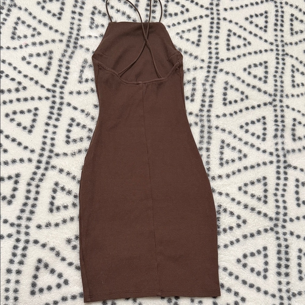 H&M chocolate Brown Bodycon Mini Dress
